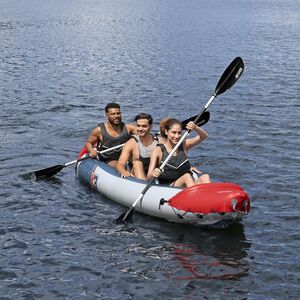 Надувная байдарка Rapid-X3 трехместная 381*100 см + насос и весла, серая Bestway фото 5
