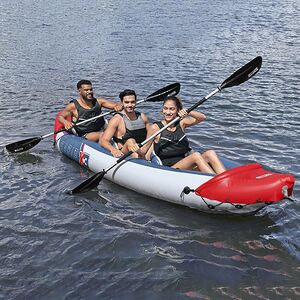 Надувная байдарка Rapid-X3 трехместная 381*100 см + насос и весла, серая