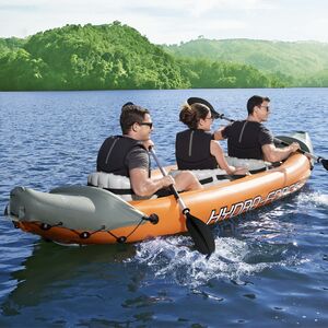 Надувная байдарка Rapid-X3 трехместная 381*100 см + насос и весла, оранжевая Bestway фото 9