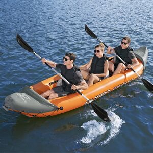 Надувная байдарка Rapid-X3 трехместная 381*100 см + насос и весла, оранжевая