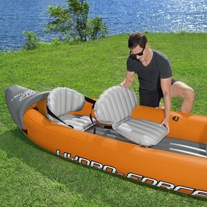 Надувная байдарка Rapid-X3 трехместная 381*100 см + насос и весла, оранжевая Bestway фото 6