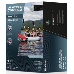 Надувная байдарка Rapid-X3 трехместная 381*100 см + насос и весла, серая Bestway фото 12