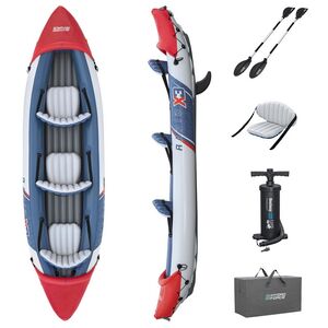 Надувная байдарка Rapid-X3 трехместная 381*100 см + насос и весла, серая Bestway фото 2