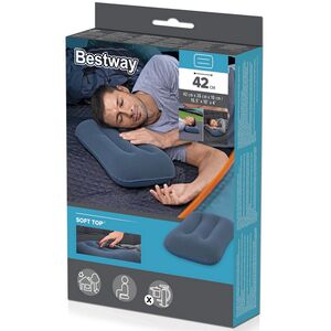 Надувная подушка 42*26*10 см синяя, флокированная Bestway (Бествей) фото 3