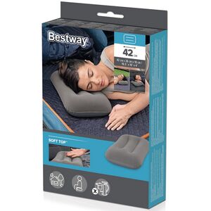 Надувная подушка 42*26*10 см серая, флокированная Bestway (Бествей) фото 3
