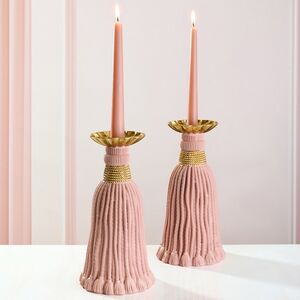 Декоративный подсвечник Grande Tassel 26 см пудровый