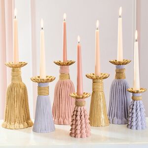 Декоративный подсвечник Tassel Roggero 15 см пудровый EDG (ЭДГ) фото 3
