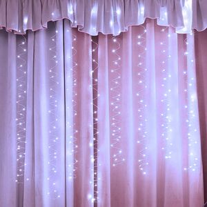 Светодиодная гирлянда на окно Роса Бриллиант 3*3 м, 300 холодных белых мини LED ламп, серебряная проволока, с пультом, IP20 Serpantin фото 2