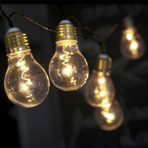 Ретро гирлянда на батарейках Glow 5 прозрачных лампочек с теплым белым светом, 1 м, черный ПВХ, IP44 Star Trading фото 2