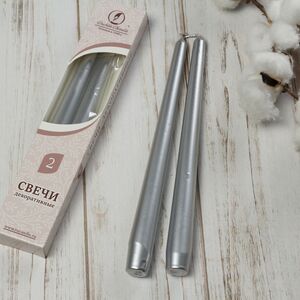 Античные свечи 24.5 см, 2 шт, серебро