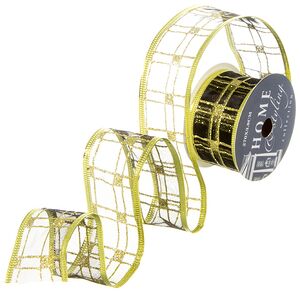 Декоративная лента Клеточка черная 270*4 см органза