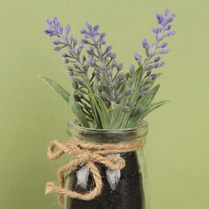 Искусственный цветок Лаванда Loddon Blue в стеклянном кашпо с джутовой ленточкой Kaemingk фото 2