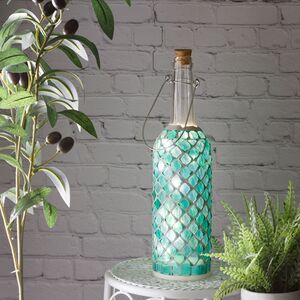 Светильник-бутылка Greek Turquoise 30 см на батарейках, стекло