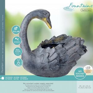 Декоративный фонтан Solar Swan Queen 42 см с LED подсветкой, на солнечной батарее Kaemingk фото 4