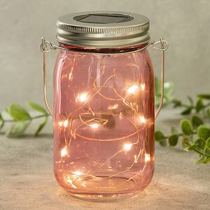 Подвесной солнечный светильник Банка Solar Fairy 14 см, 10 теплых белых LED ламп, розовый, IP44 Kaemingk фото 1