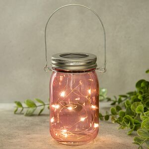 Подвесной солнечный светильник Банка Solar Fairy 14 см, 10 теплых белых LED ламп, розовый, IP44 Kaemingk фото 5