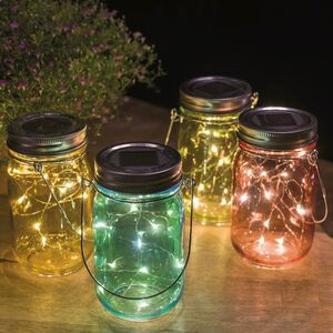 Подвесной солнечный светильник Банка Solar Fairy 14 см, 10 теплых белых LED ламп, IP44