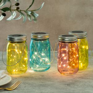 Подвесной солнечный светильник Банка Solar Fairy 14 см, 10 теплых белых LED ламп, IP44