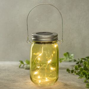 Подвесной солнечный светильник Банка Solar Fairy 14 см, 10 теплых белых LED ламп, желтый, IP44 Kaemingk фото 5