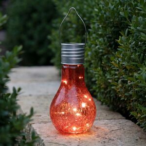 Подвесной солнечный светильник Лампочка Лендлер 17 см с теплыми белыми LED, коралловый, IP44 Kaemingk (Кейминг) фото 2