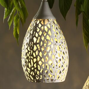 Подвесной солнечный светильник Solar Drop 21*13 см с теплыми белыми LED, светло-серый, IP44 Kaemingk фото 3