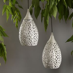 Подвесной солнечный светильник Solar Drop 21*13 см с теплыми белыми LED, светло-серый, IP44 Kaemingk фото 2