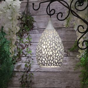 Подвесной солнечный светильник Solar Drop 21*13 см с теплыми белыми LED, светло-серый, IP44 Kaemingk фото 4