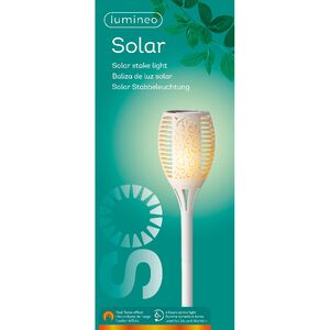 Садовый фонарь - факел Solar Flame на солнечной батарее 63*12 см с эффектом пламени, белый, IP44 Kaemingk фото 6