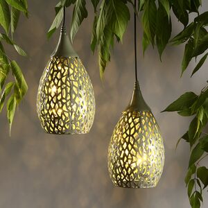 Подвесной солнечный светильник Solar Drop 21*13 см с теплыми белыми LED, зелёный, IP44