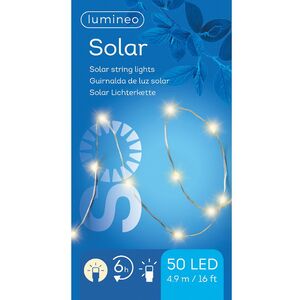 Гирлянда на солнечной батарее Роса Solar Sparkle 4.9 м, 50 теплых белых LED ламп, серебряная проволока, контроллер, IP44 Kaemingk фото 3