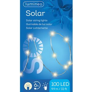 Гирлянда на солнечной батарее Роса Solar Sparkle 9.9 м, 100 теплых белых LED ламп, серебряная проволока, контроллер, IP44 Kaemingk фото 4
