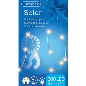 Гирлянда на солнечной батарее Роса Solar Sparkle 19.9 м, 200 теплых белых LED ламп, серебряная проволока, контроллер, IP44 Kaemingk фото 4