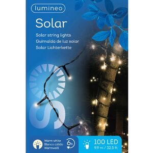 Гирлянда на солнечной батарее Lumineo Solar Caro 9.9 м, 100 теплых белых LED ламп, черный ПВХ, контроллер, IP44 Kaemingk фото 4