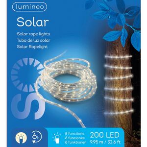 Светодиодный дюралайт на солнечной батарее Lumineo Solar 9.95 м, 200 теплых белых LED ламп, контроллер, IP44 Kaemingk фото 4