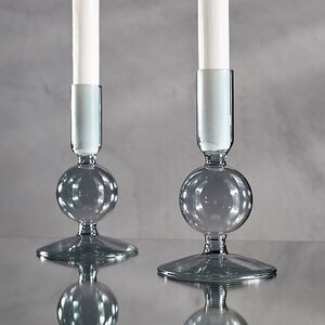 Стеклянный подсвечник Del Vetro - Arosa 14*8 см серо-голубой Koopman фото 2