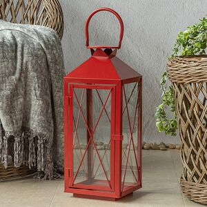 Металлический подсвечник фонарь Blumberg 47 см красный Koopman фото 4