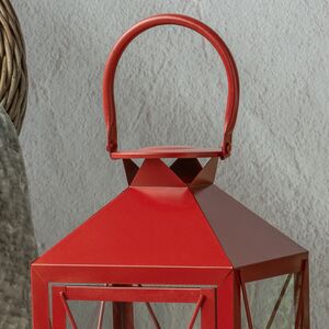Металлический подсвечник фонарь Blumberg 47 см красный Koopman фото 2