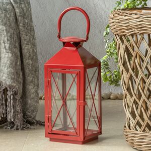 Металлический подсвечник фонарь Blumberg 34 см красный Koopman фото 5