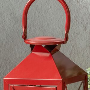Металлический подсвечник фонарь Blumberg 34 см красный Koopman фото 2