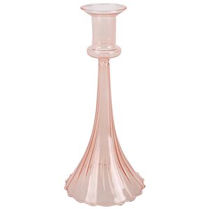 Стеклянный подсвечник на одну свечу Rossella 22 см розовый Koopman фото 3