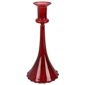 Стеклянный подсвечник на одну свечу Rossella 22 см красный Koopman фото 3