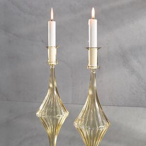 Стеклянный подсвечник на одну свечу Rossella 22 см желтый Koopman фото 2