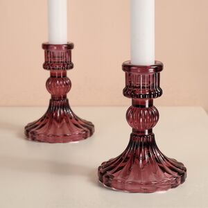 Стеклянный подсвечник Callisto 10 см темно-розовый Koopman фото 1