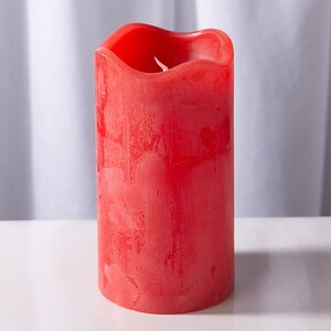 Светильник свеча восковая с мерцающим пламенем 13*7 см красная на батарейках, таймер