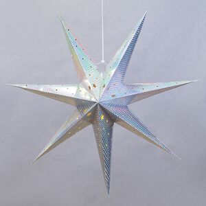 Светильник звезда из бумаги Silver Star 60 см, 10 теплых белых LED ламп, на батарейках