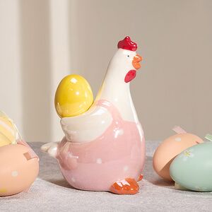 Пасхальная фигурка Курочка Розалинда 13 см розовая