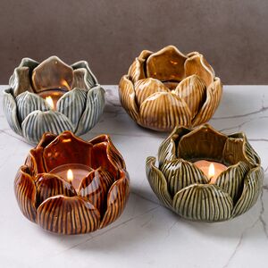 Керамический подсвечник Lotus 9 см темно-оливковый Koopman фото 3
