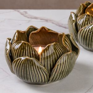 Керамический подсвечник Lotus 9 см темно-оливковый