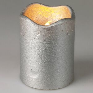 Светодиодная свеча Romanzo 9 см серебряная, мерцающее пламя, на батарейках, таймер