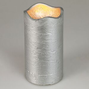 Светодиодная свеча Romanzo 13 см серебряная, мерцающее пламя, на батарейках, таймер